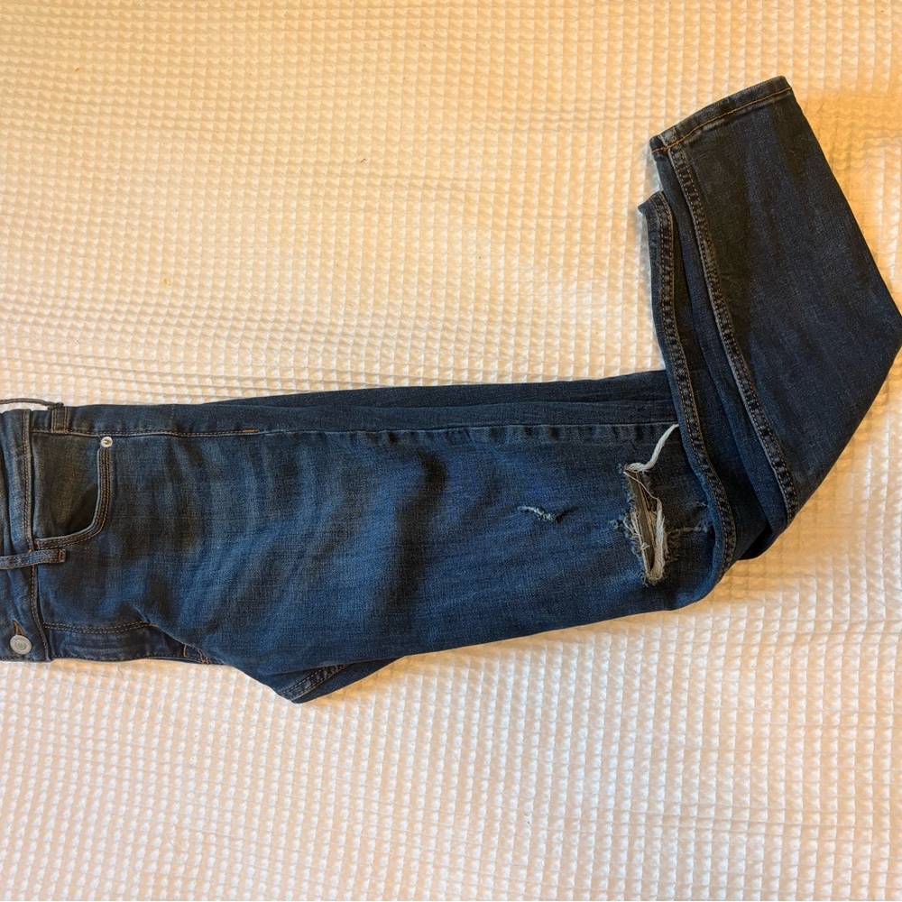 Old Navy Dark Blue Distressed Skinny Jeans - Picture 2 of 3